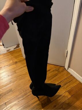 Vero Cuoio Black Pointed Toe Stiletto Over-the-Knee Boots